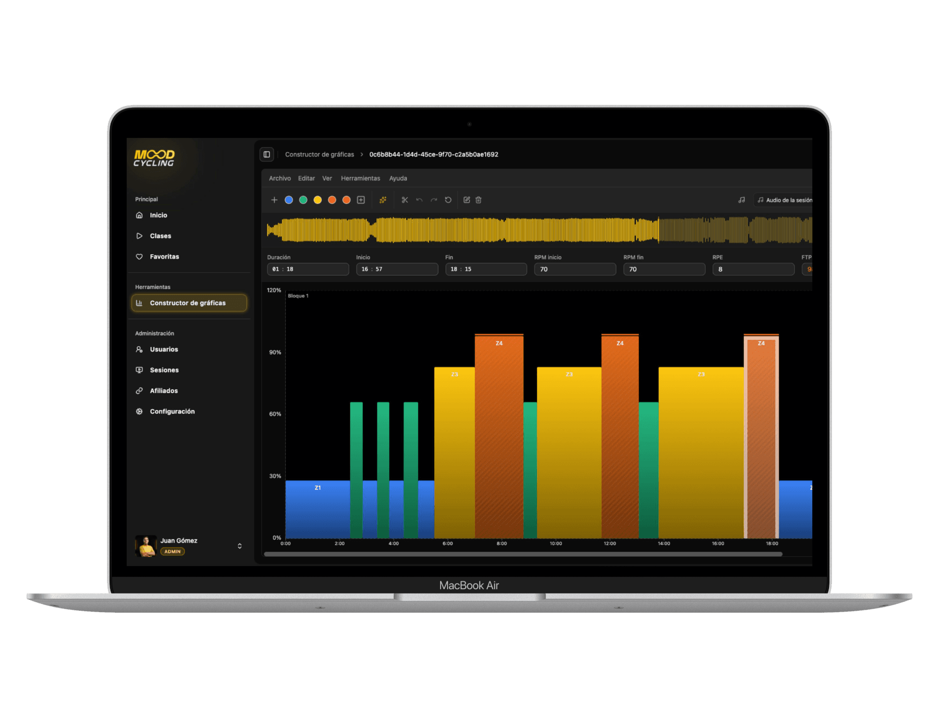 Constructor de gráficas para monitores de spinning